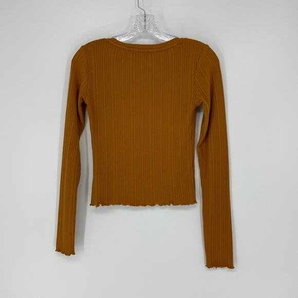 Aeropostale Mustard Yellow Ribbed Shrunken Tee Small - Picture 3 of 6